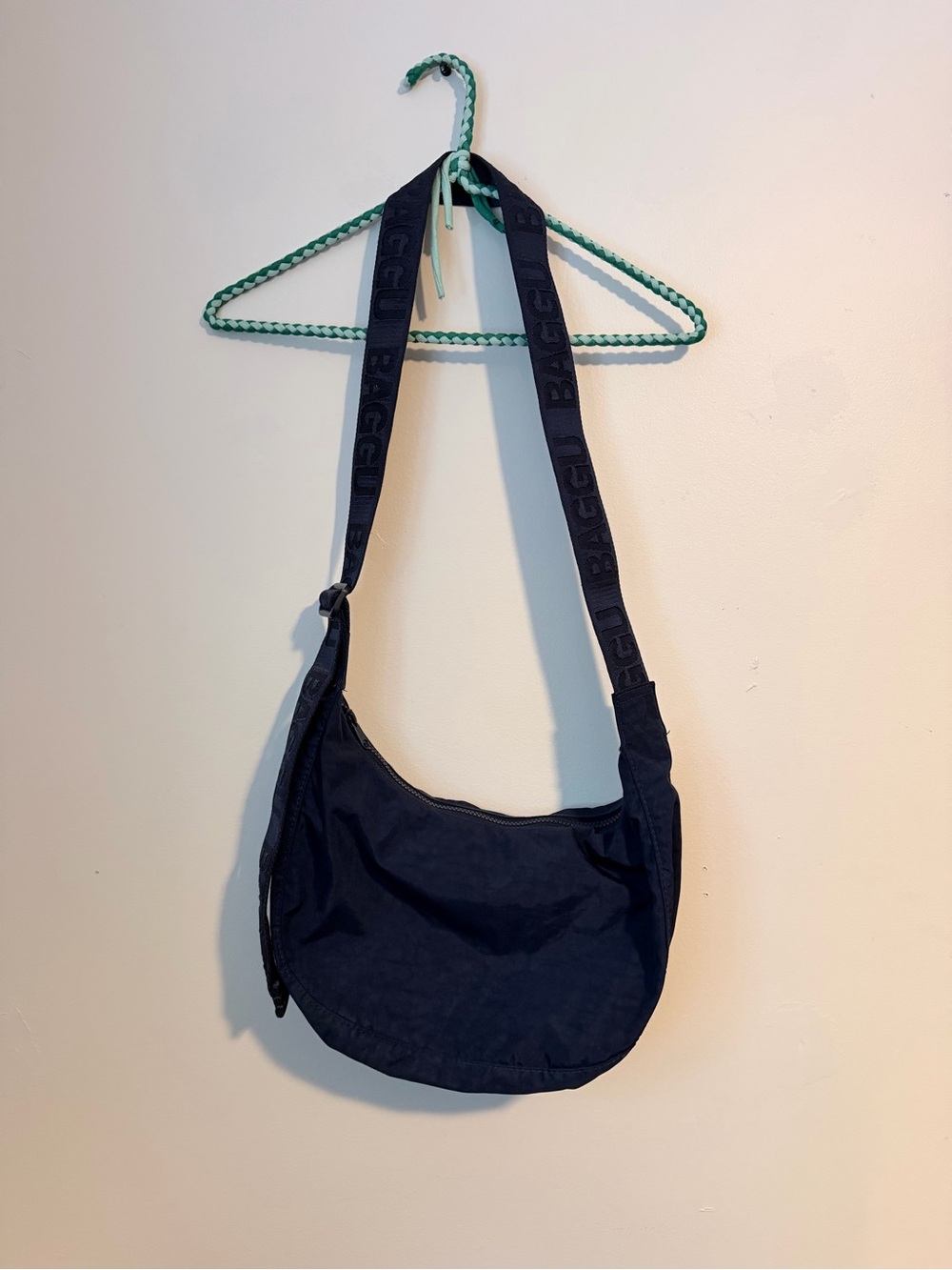 Baggu navy blue nylon medium crescent crossbody
